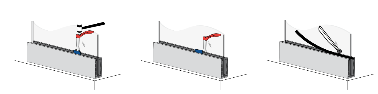 Schéma d'installation du joint - clôture piscine GLASSFIT 1401